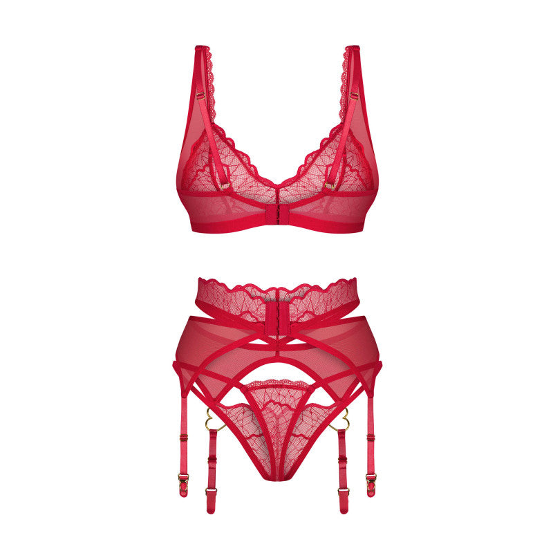 Cupide desir 3-pcs lingerie set Red
