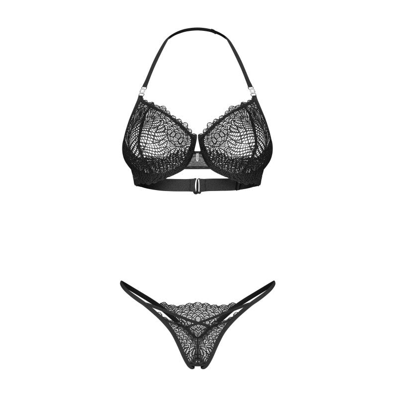 Iliosa crotchless 2-pcs lingerie set Black