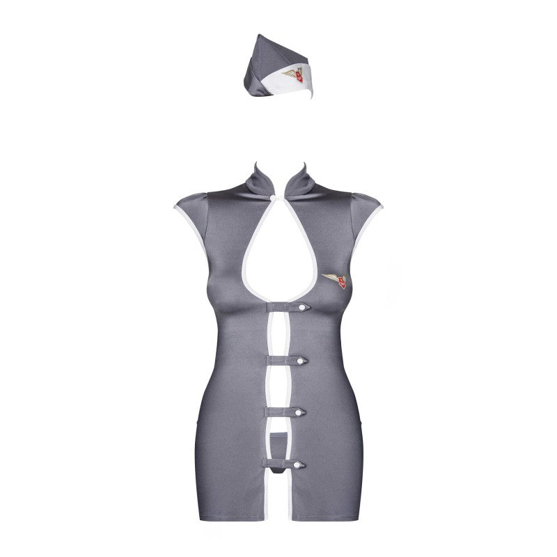 Stewardess 3 pcs Costume - Grey