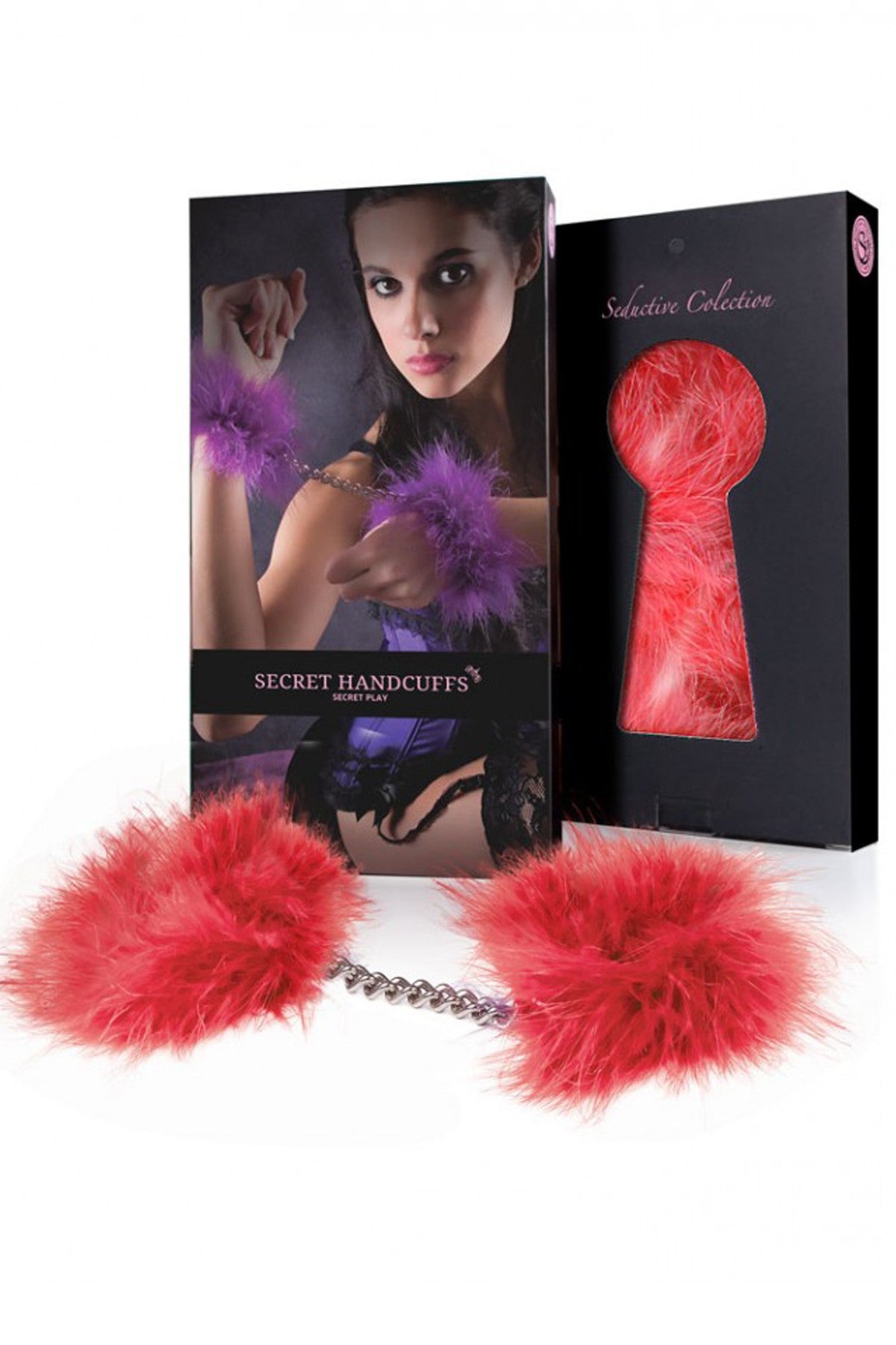 Red marabou handcuffs 3415r