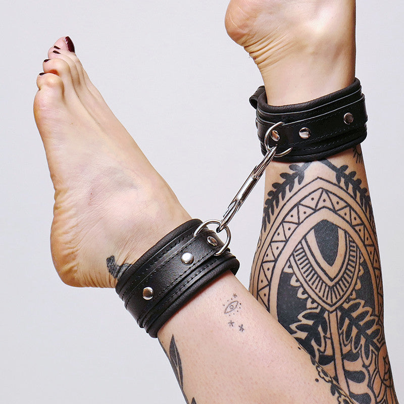 leather black ankle boots and silver ties