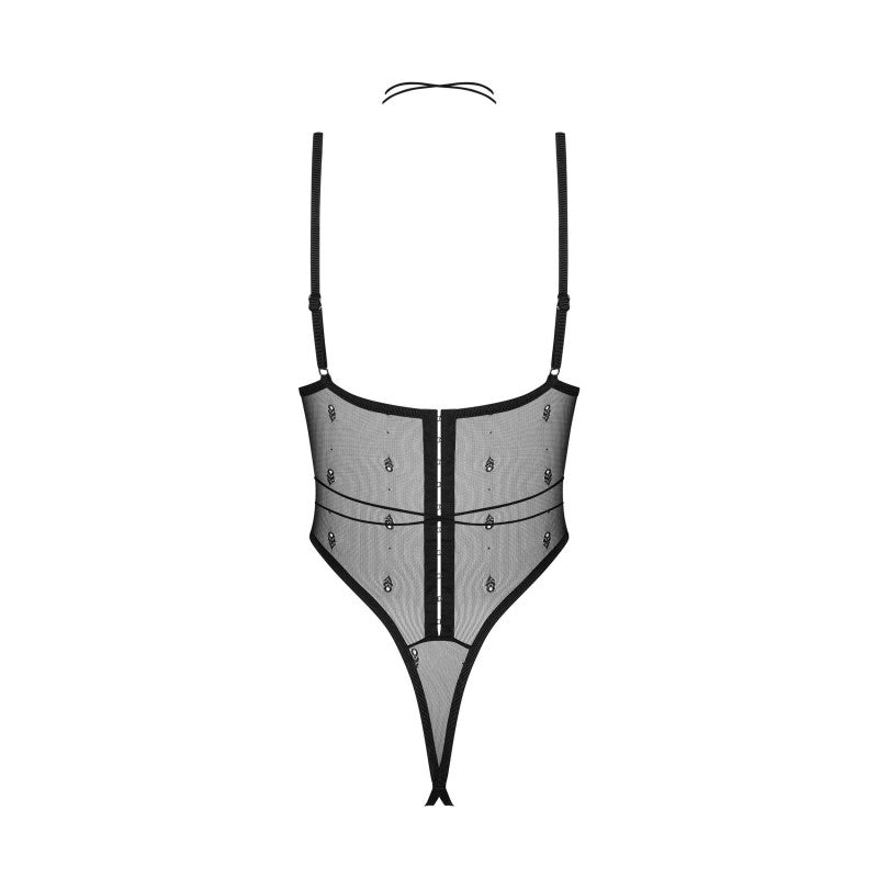 Anniverse sepcial crotchless teddy and harness - Black