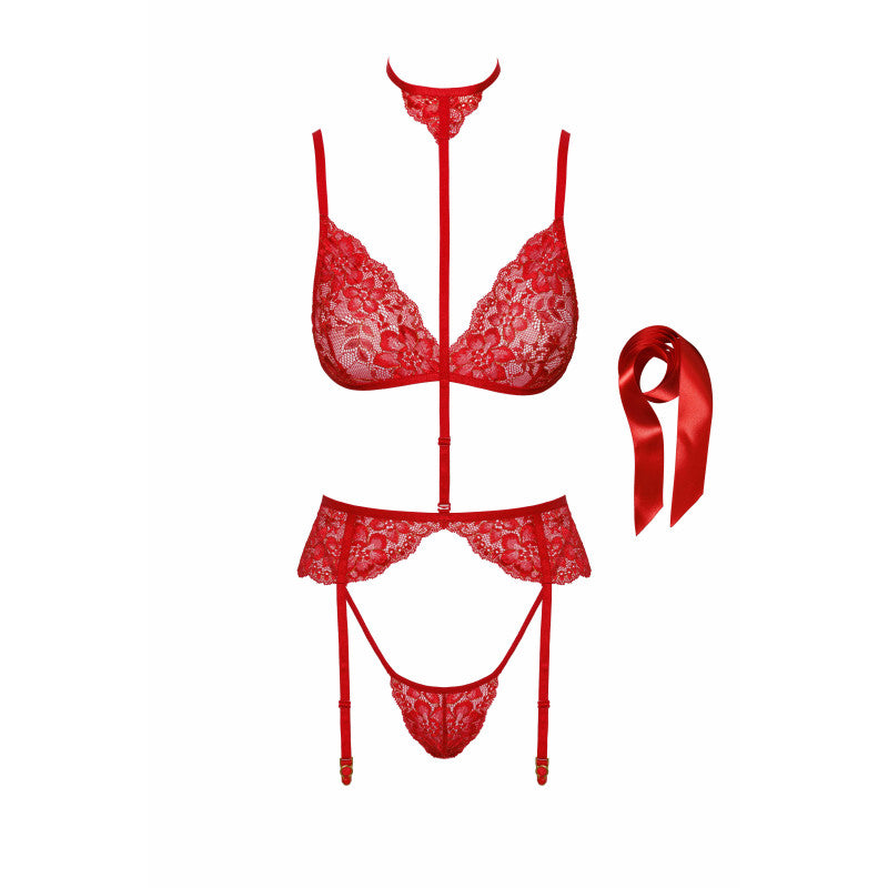 Bondage 243 5 pieces lingerie set - Red