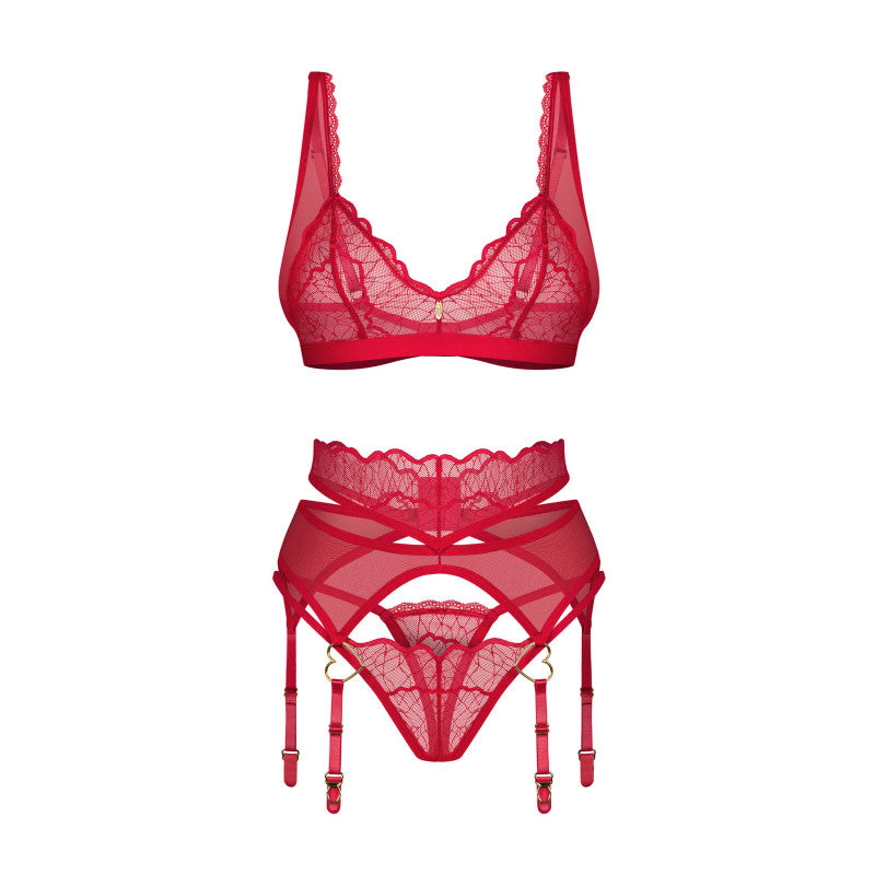 Cupide desir 3-pcs lingerie set Red