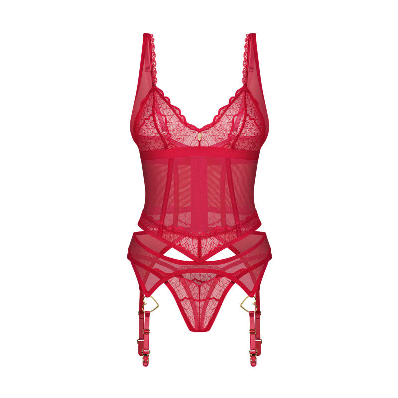 Corset et string Cupide désire - Rouge