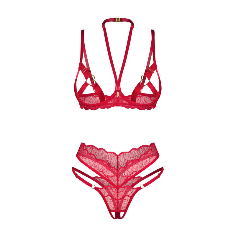 Cupide desir crotchless 2-pcs lingerie set Red