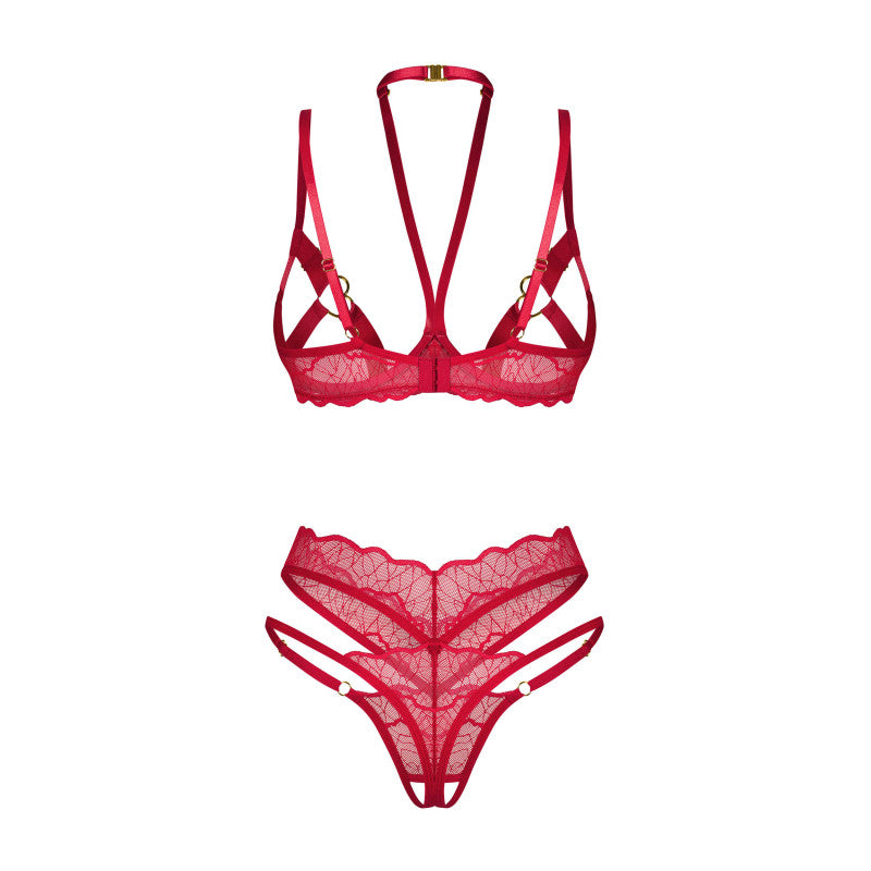 Cupide desir crotchless 2-pcs lingerie set Red