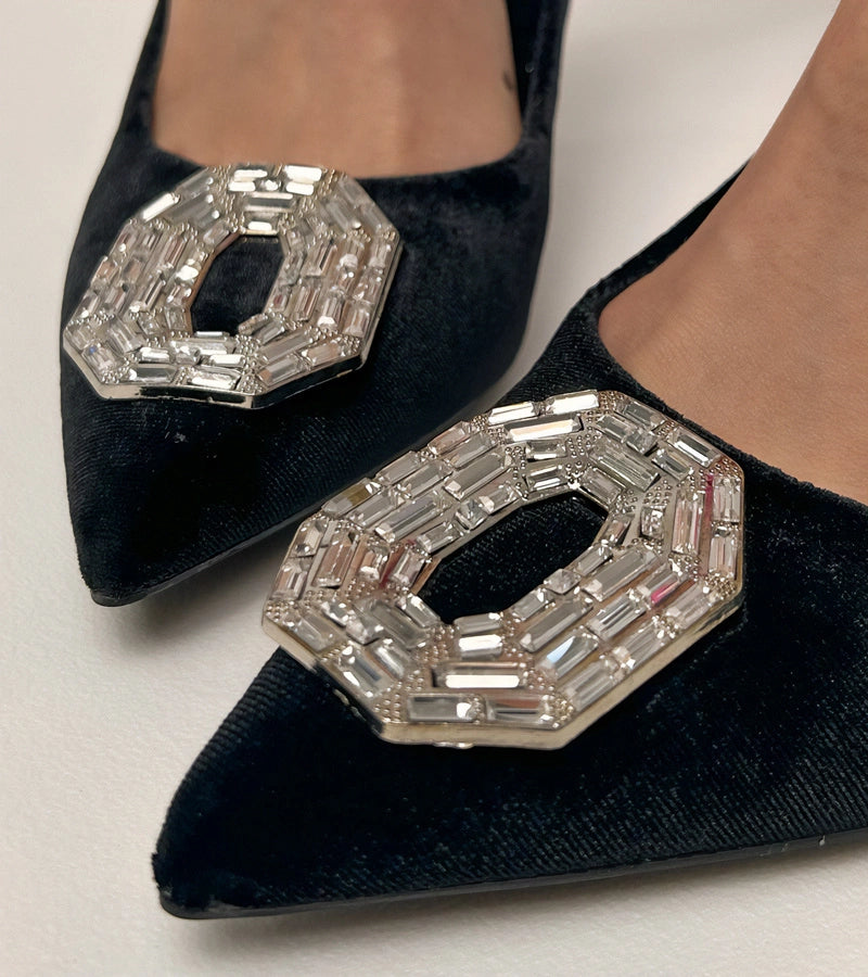 Black stiletto pumps with rhinestones Eleda