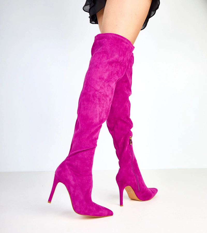 Giovana purple over-the-knee heeled boots