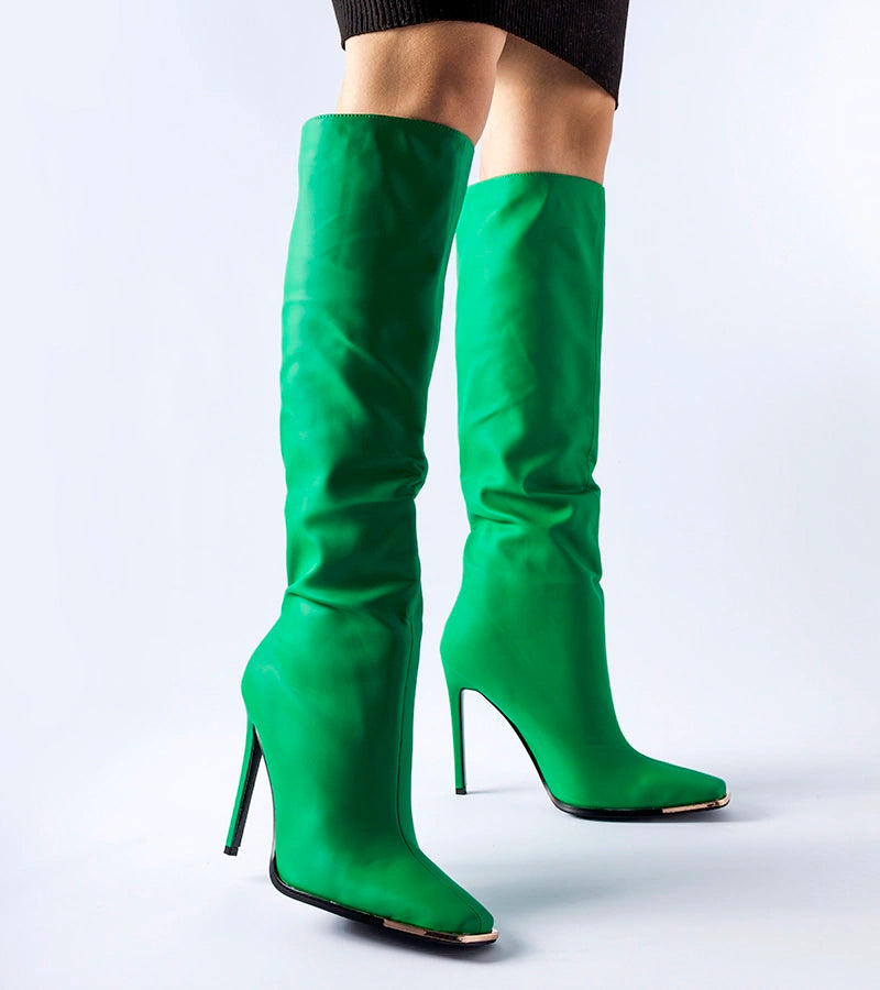Green Conjunto high heel boots