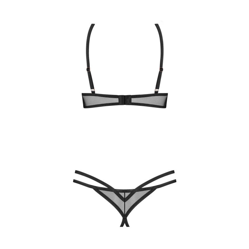 Euridia 2 pieces crotchless lingerie set - Black