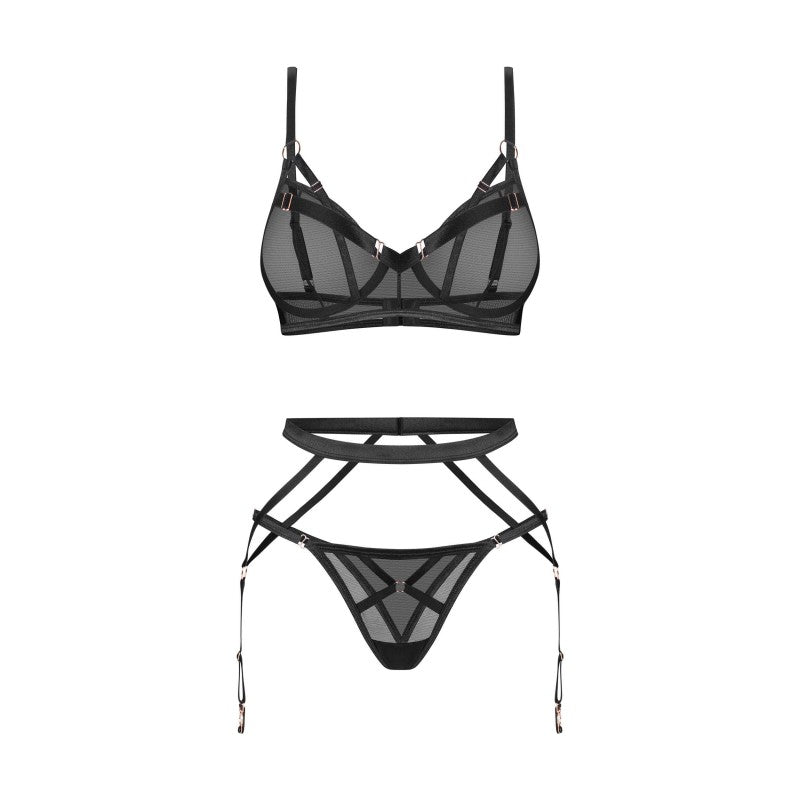 Euridia 3 pieces lingerie set - Black
