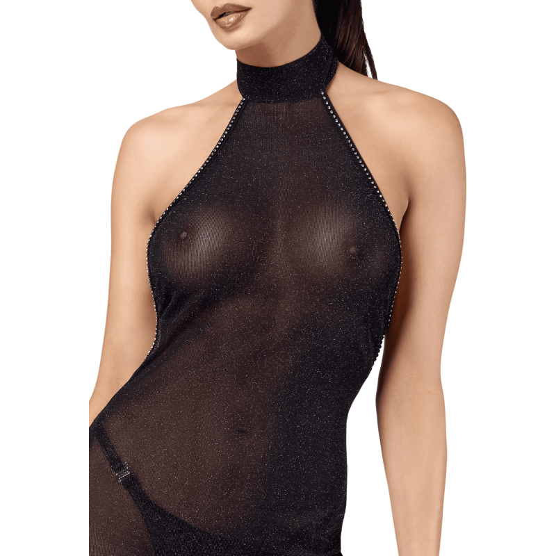 F372 Onyx Twin-slit Long Dress