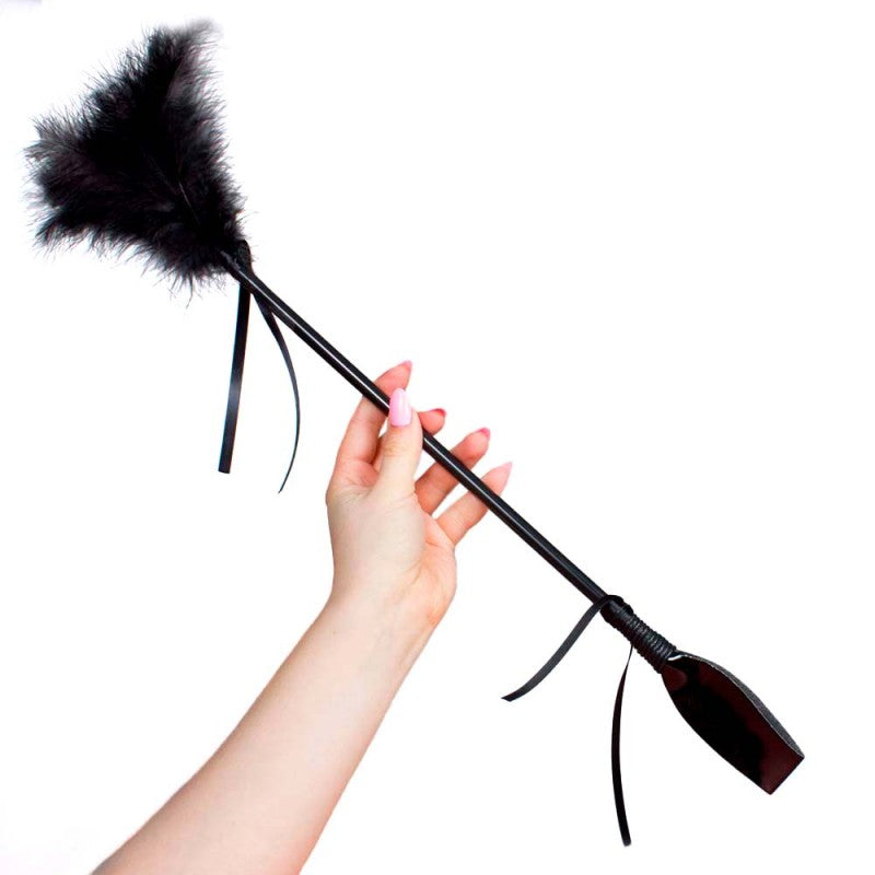 Feather tickler and riding crop - Black