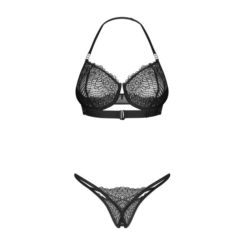 Iliosa crotchless 2-pcs lingerie set Black