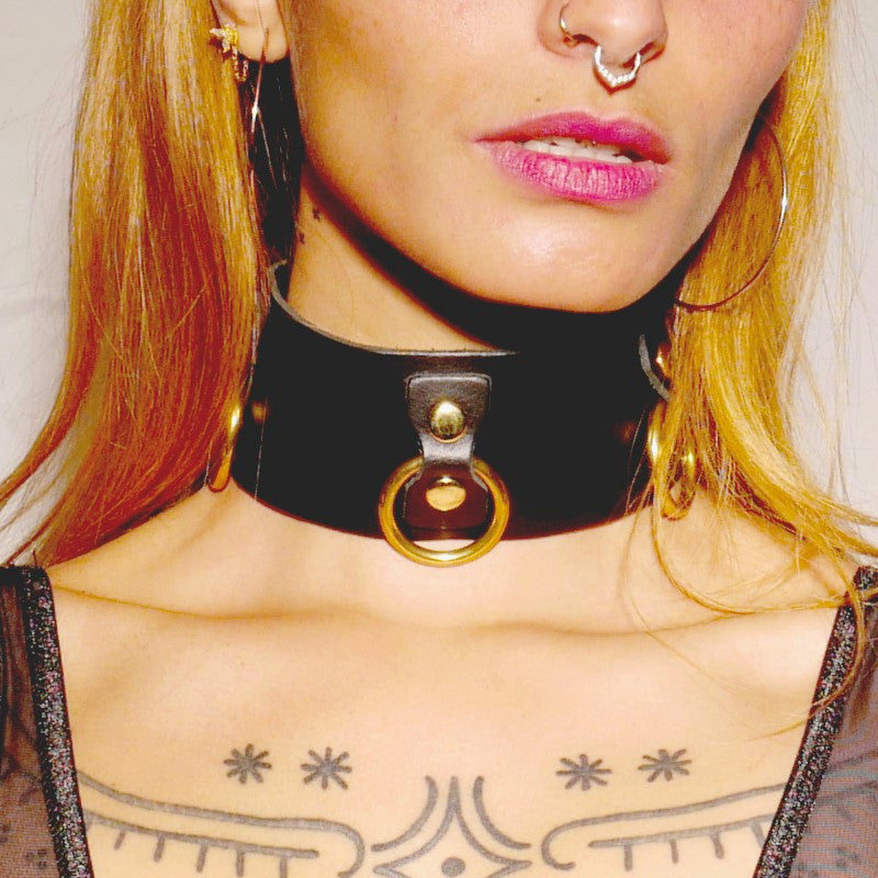 Leather Necklace Collection Rings BLACK & GOLD