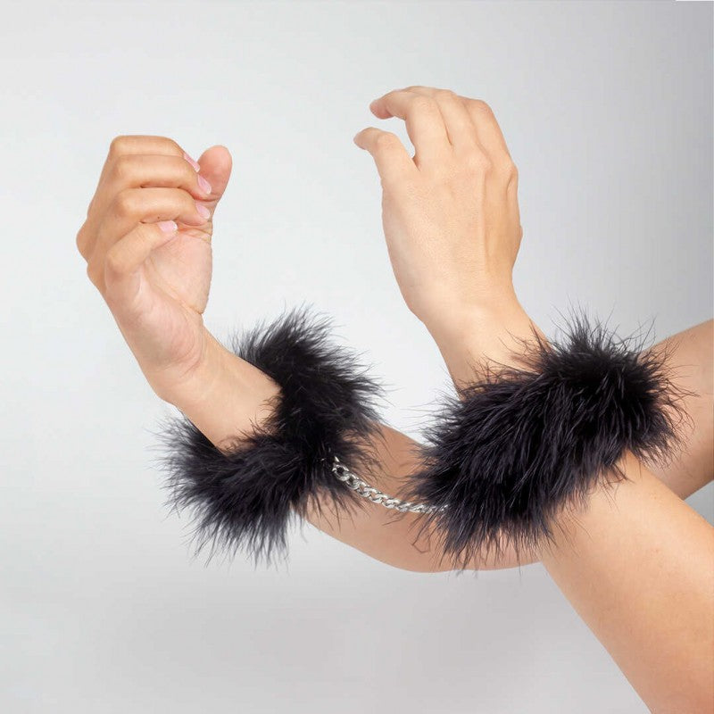 Marabou cuffs secret play - Black